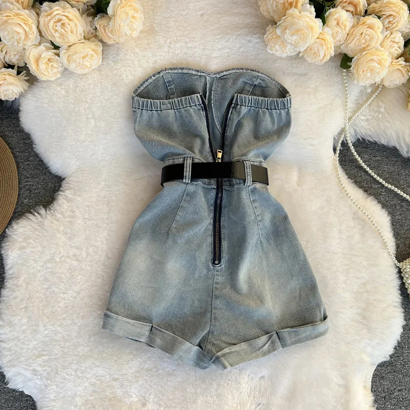 Backless Sleeveless Denim Jumpsuit