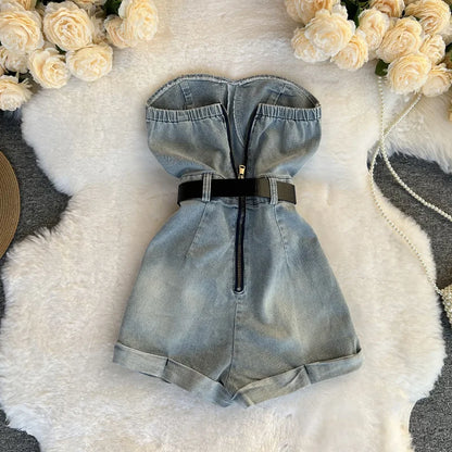 Backless Sleeveless Denim Jumpsuit