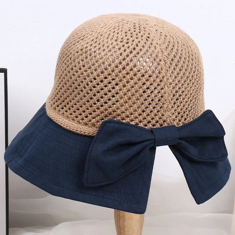 Ponytail Straw Sun Visor Hat