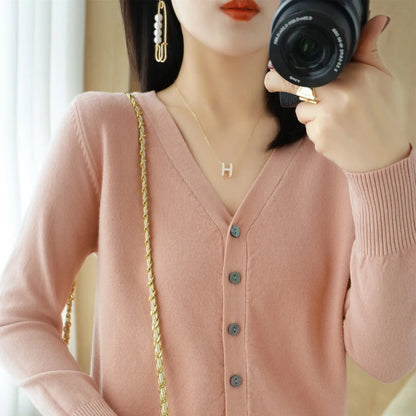 Cashmere V-Neck Knit Cardigan