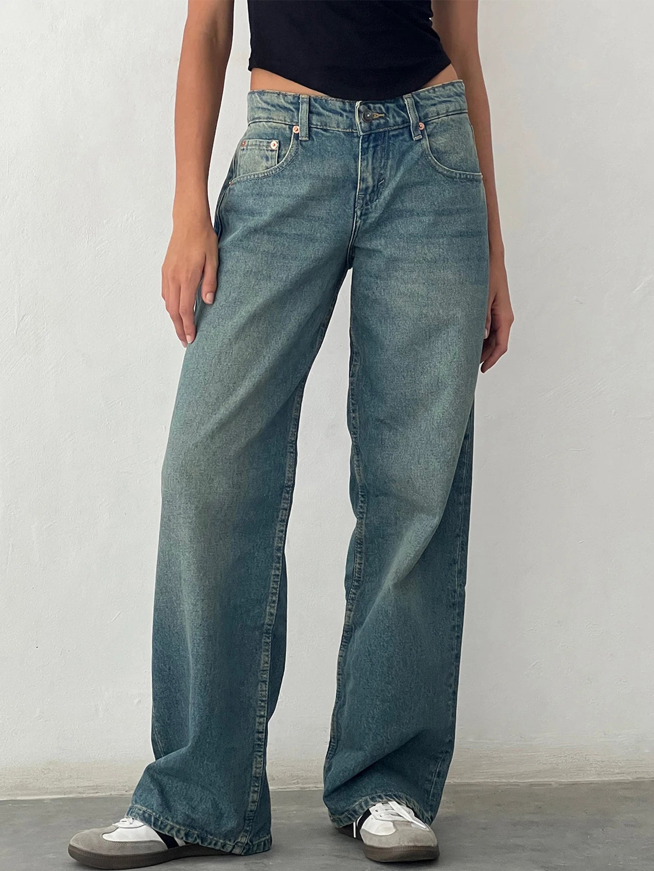 High-Waist Baggy Denim Wide-Leg Jeans
