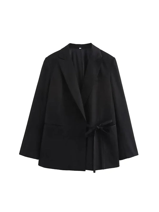 Willshela Black Lace-Up Blazer