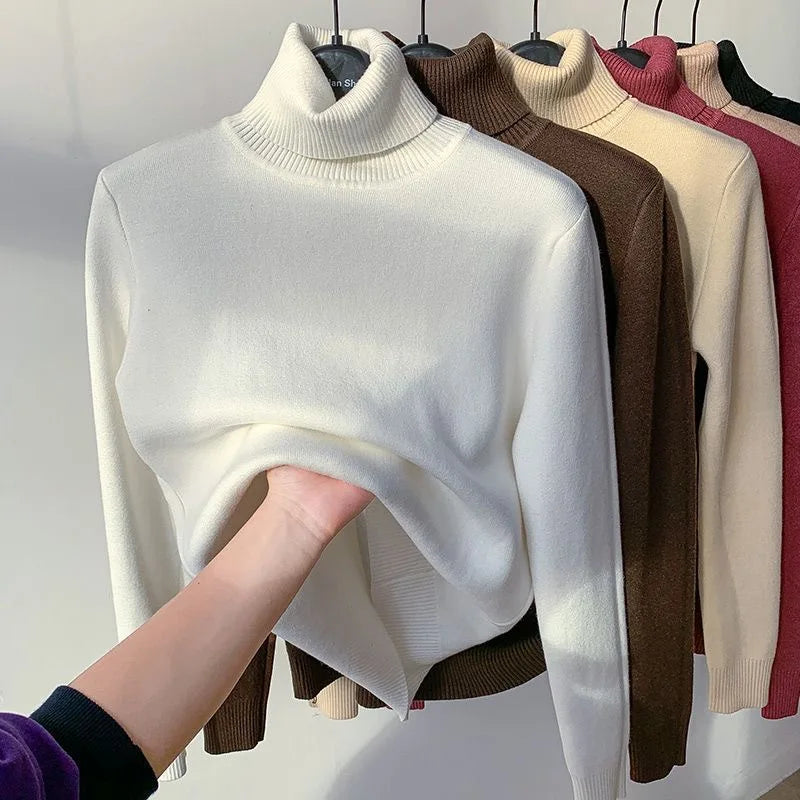 Elegant Velvet Lined Turtleneck Sweater