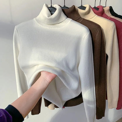 Elegant Velvet Lined Turtleneck Sweater