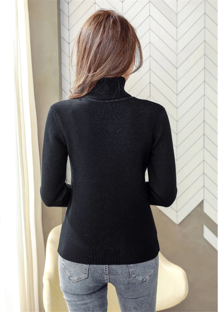 Elegant Velvet Lined Turtleneck Sweater
