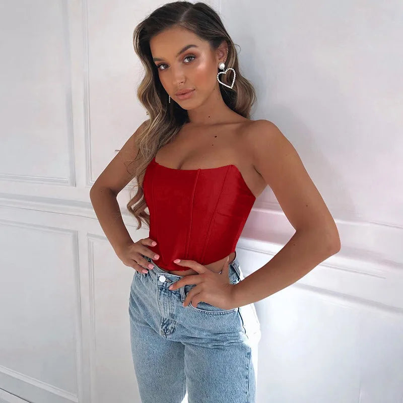 Sexy Off-Shoulder Corset Crop Top