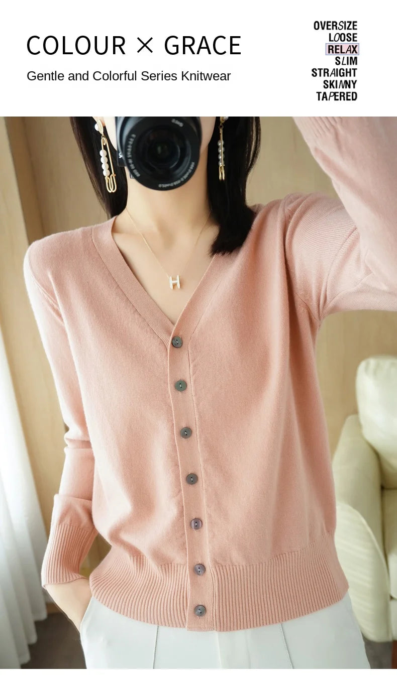 Cashmere V-Neck Knit Cardigan