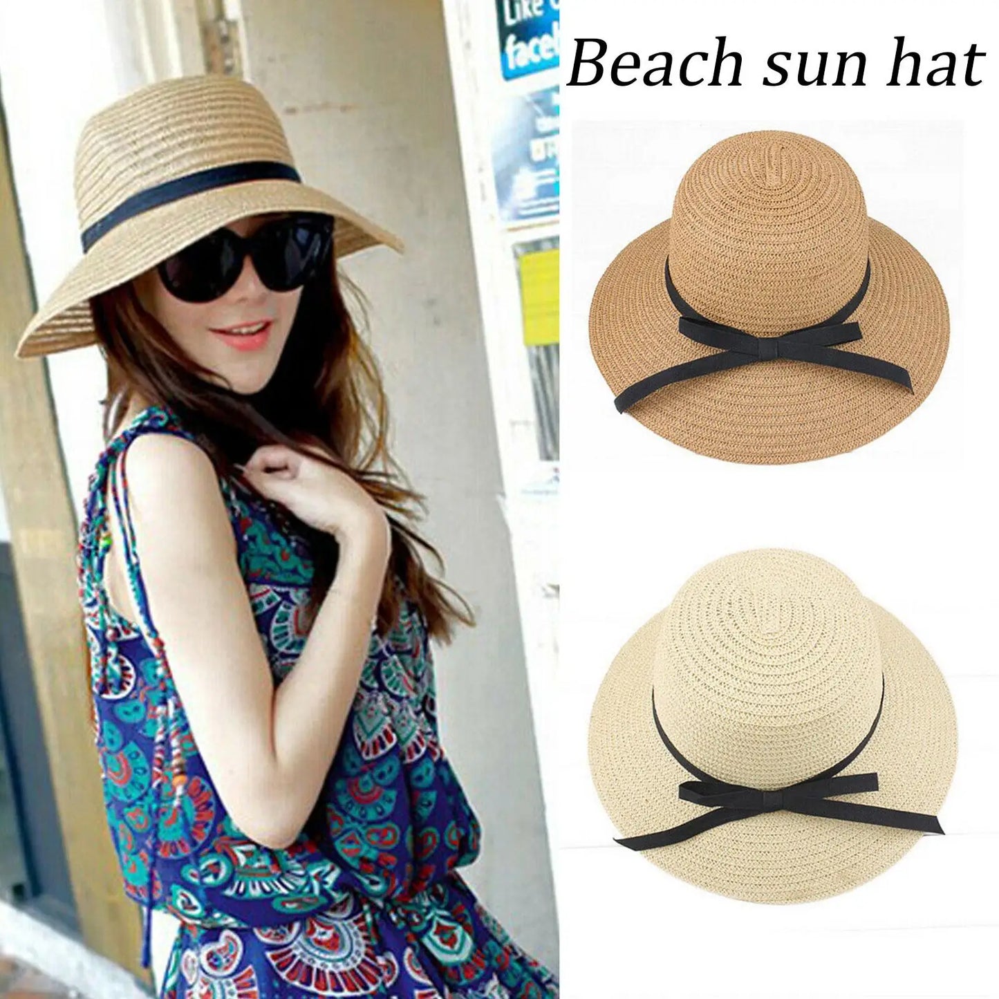 Wide Brim Straw Beach Hat