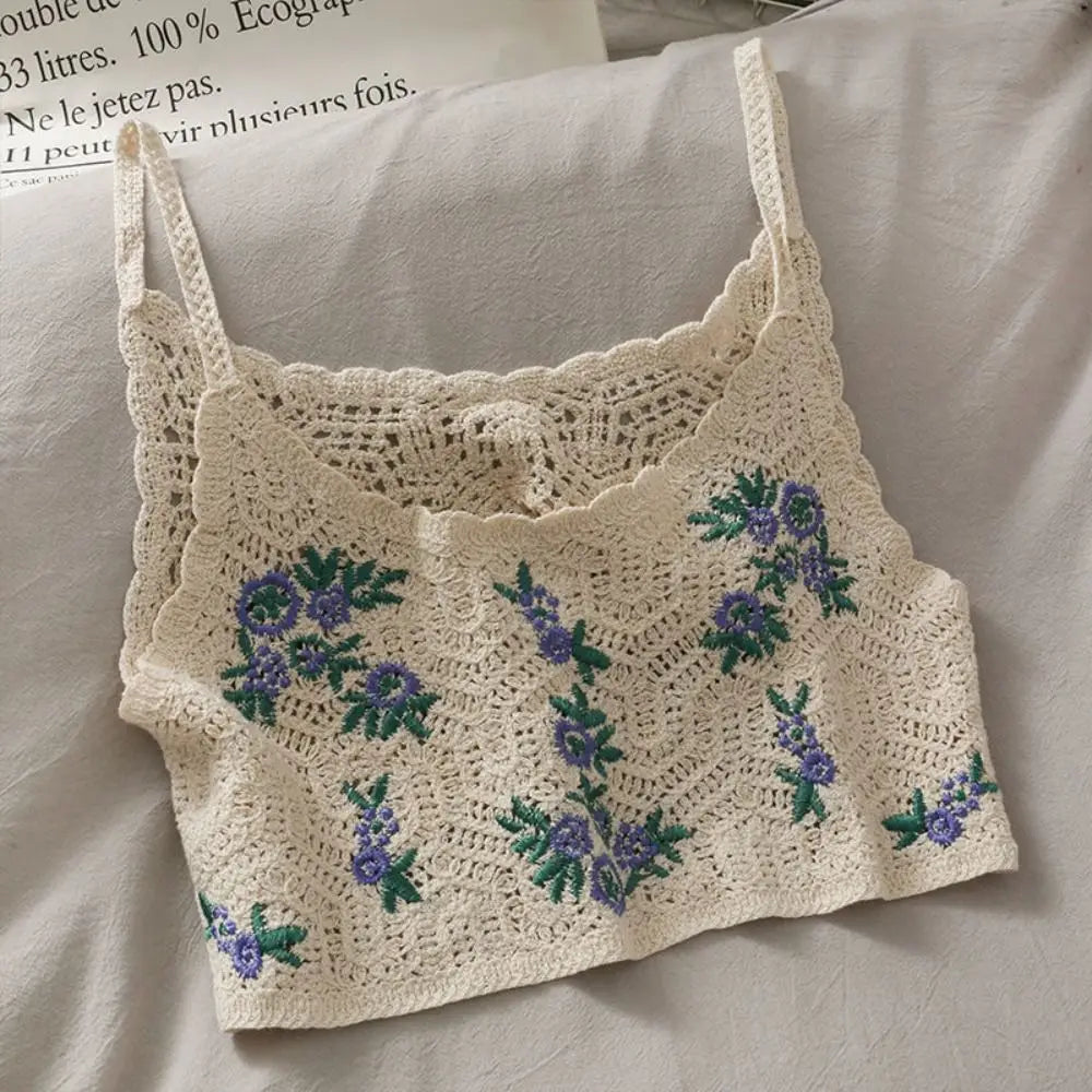 Bohemian Floral Crochet Sleeveless Top