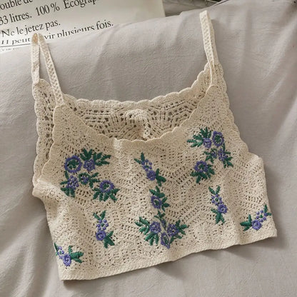 Bohemian Floral Crochet Sleeveless Top