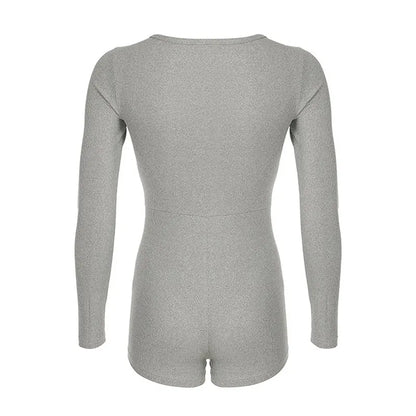 Autumn V-Neck Knitted Jumpsuit