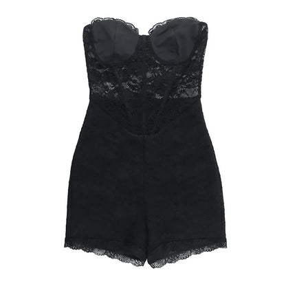 White Lace Ruffle Summer Romper