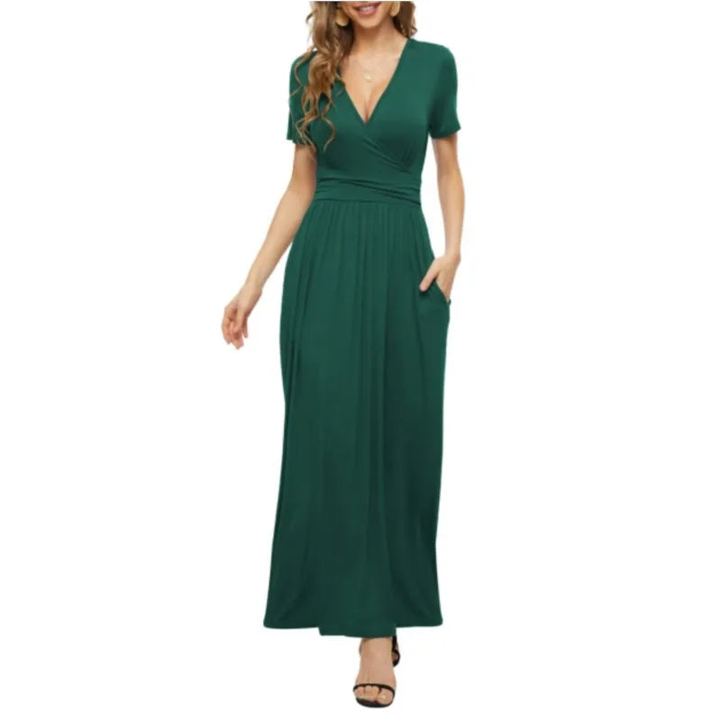 Printed V-Neck Wrap Dress