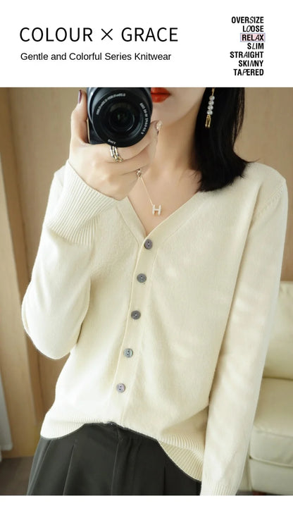 Cashmere V-Neck Knit Cardigan