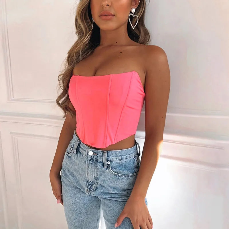 Sexy Off-Shoulder Corset Crop Top