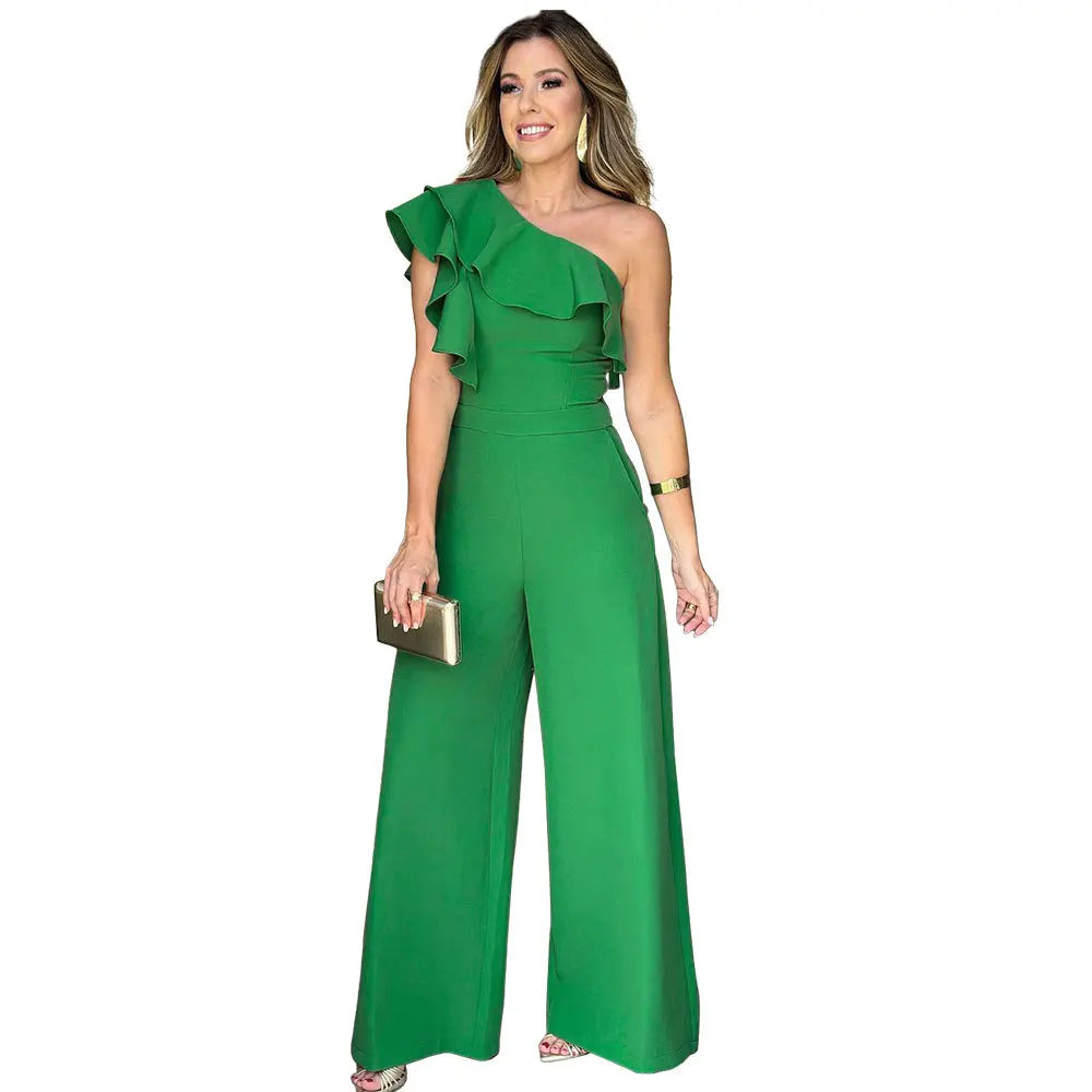 Ruffle One Shoulder Jumpsuit