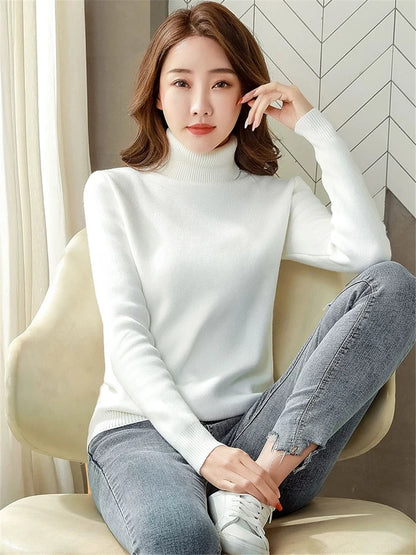 Elegant Velvet Lined Turtleneck Sweater