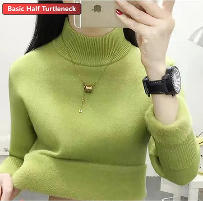 Elegant Velvet Lined Turtleneck Sweater