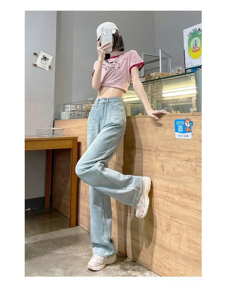High-Waisted Slimming Straight-Leg Jeans