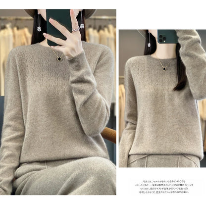 Merino Wool O-Neck Pullover Sweater