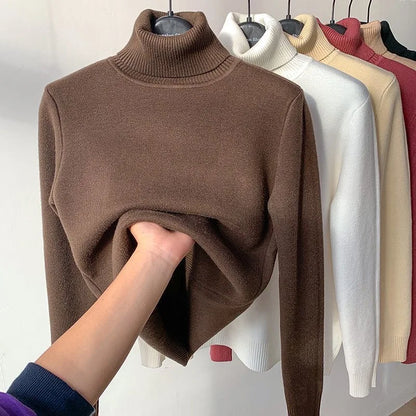 Elegant Velvet Lined Turtleneck Sweater