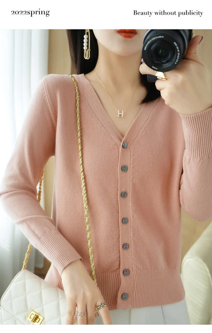 Cashmere V-Neck Knit Cardigan