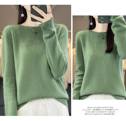 Merino Wool O-Neck Pullover Sweater