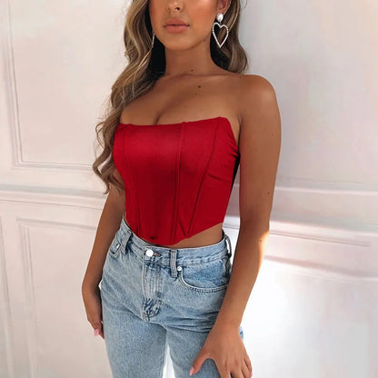 Sexy Off-Shoulder Corset Crop Top
