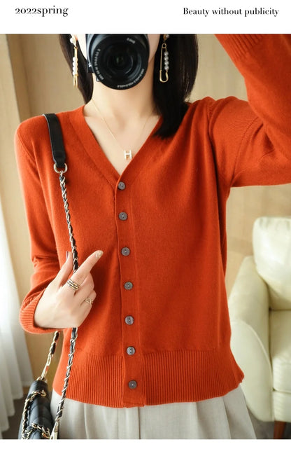 Cashmere V-Neck Knit Cardigan
