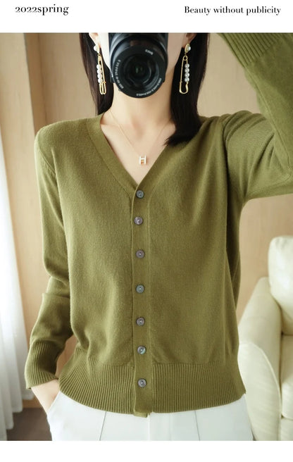 Cashmere V-Neck Knit Cardigan