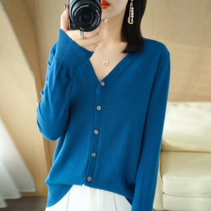 Cashmere V-Neck Knit Cardigan
