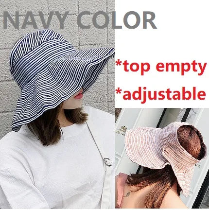 Ponytail Straw Sun Visor Hat