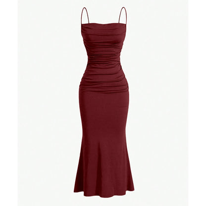 Mia Muse Elegant Spaghetti Strap Mermaid Maxi Dress