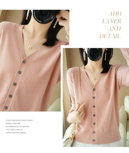 Cashmere V-Neck Knit Cardigan