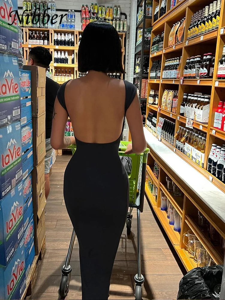 Backless Bodycon Maxi Dress