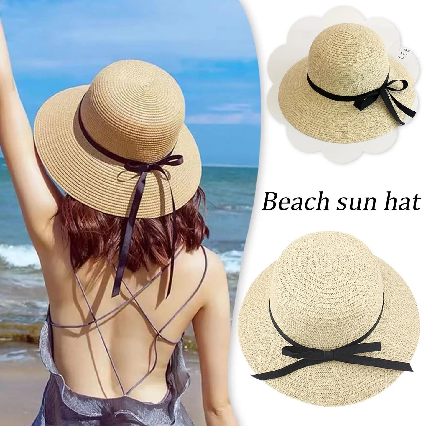 Wide Brim Straw Beach Hat
