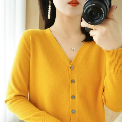 Cashmere V-Neck Knit Cardigan