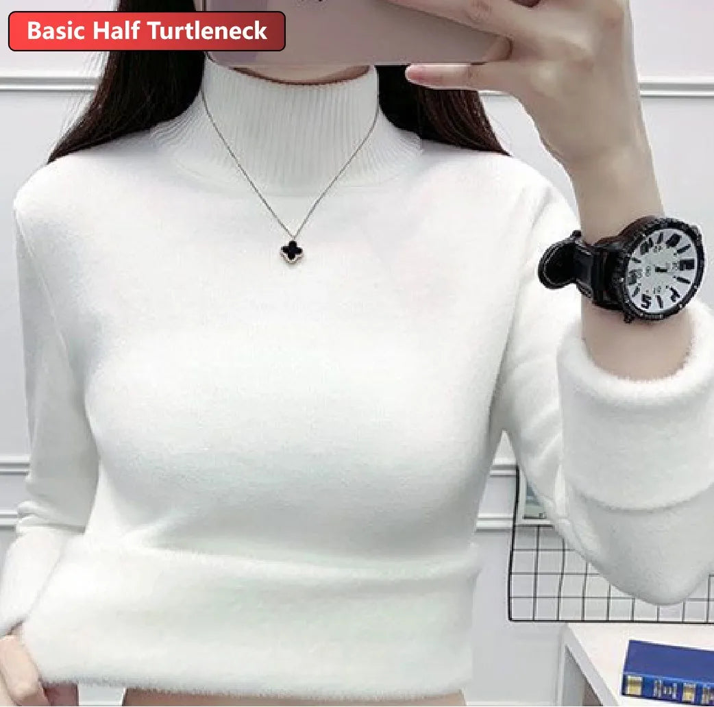 Elegant Velvet Lined Turtleneck Sweater