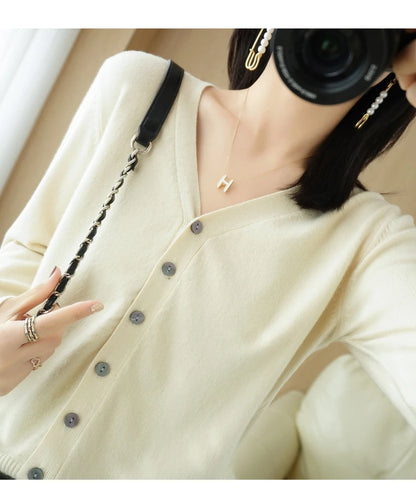 Cashmere V-Neck Knit Cardigan