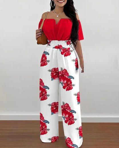 Off-Shoulder Wide Leg Jumpsuit