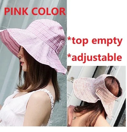 Ponytail Straw Sun Visor Hat