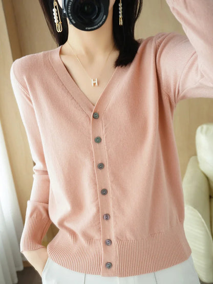 Cashmere V-Neck Knit Cardigan