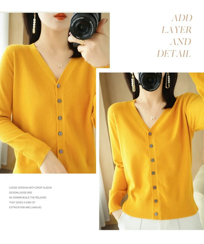 Cashmere V-Neck Knit Cardigan