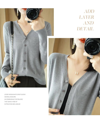 Cashmere V-Neck Knit Cardigan