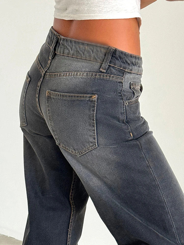 High-Waist Baggy Denim Wide-Leg Jeans