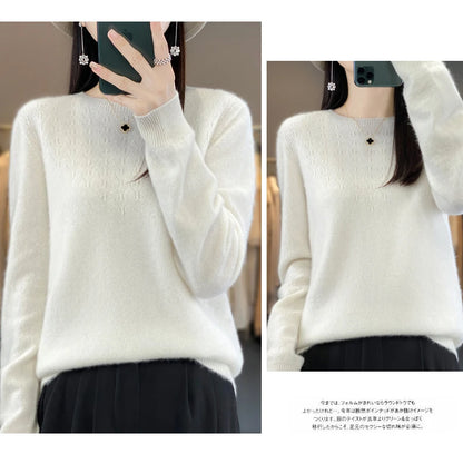 Merino Wool O-Neck Pullover Sweater