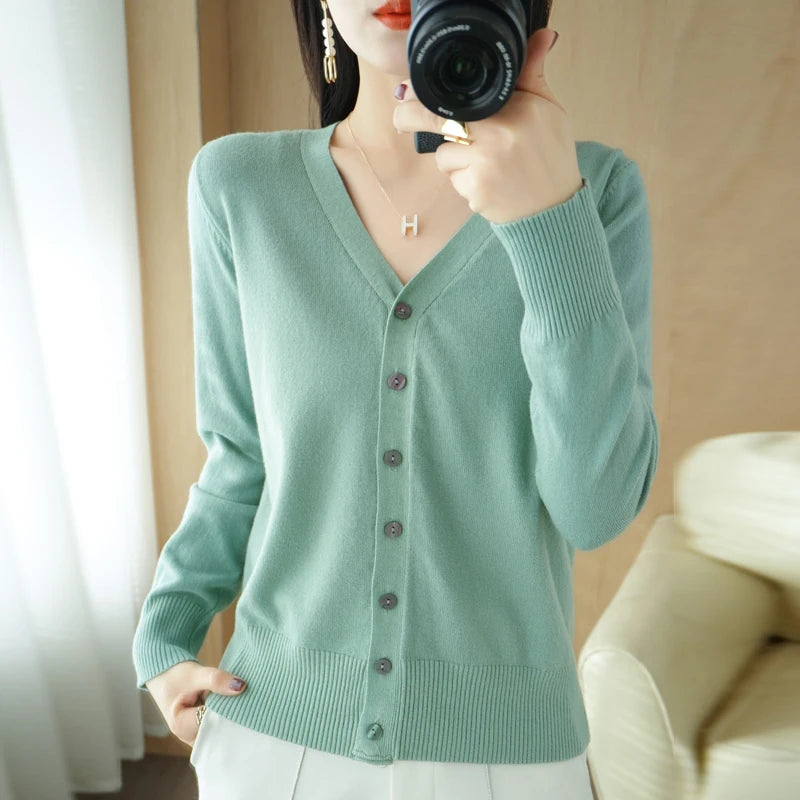 Cashmere V-Neck Knit Cardigan