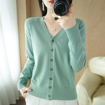 Cashmere V-Neck Knit Cardigan
