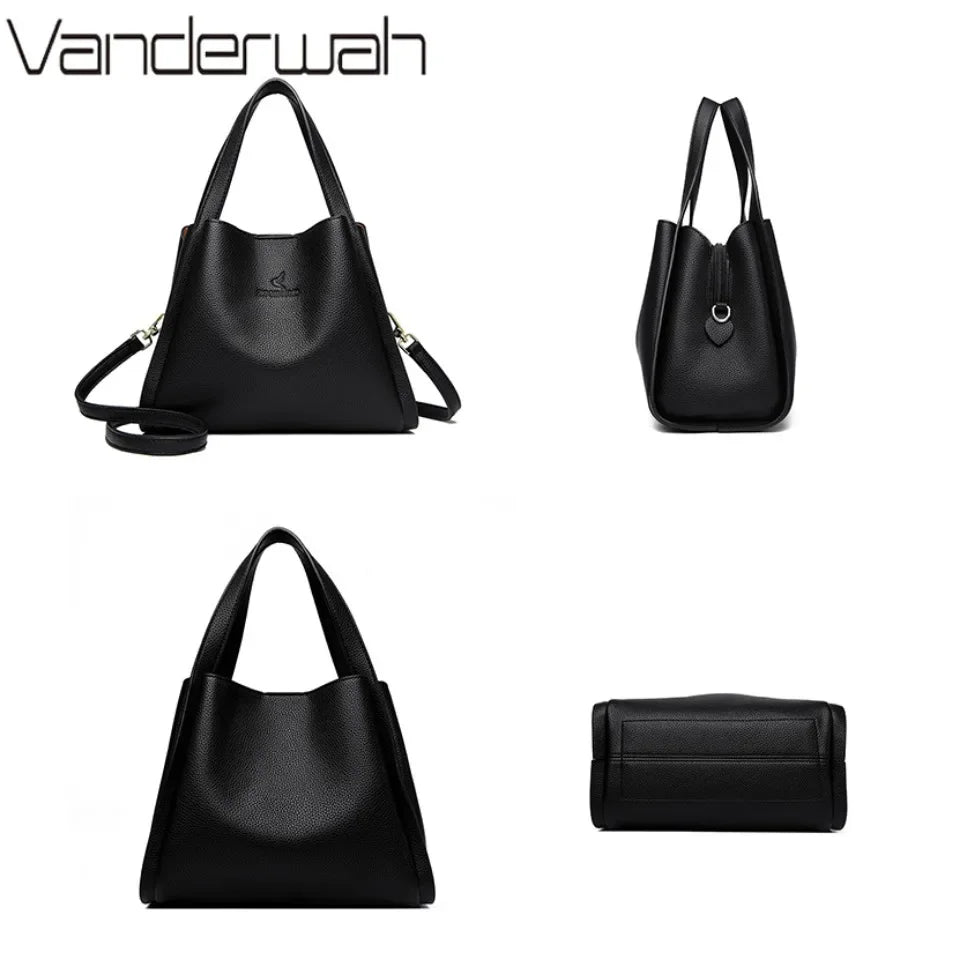 Genuine Leather Top-Handle Handbag