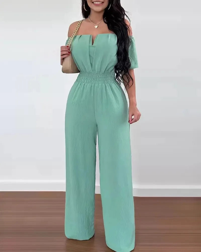 Off-Shoulder Wide Leg Jumpsuit